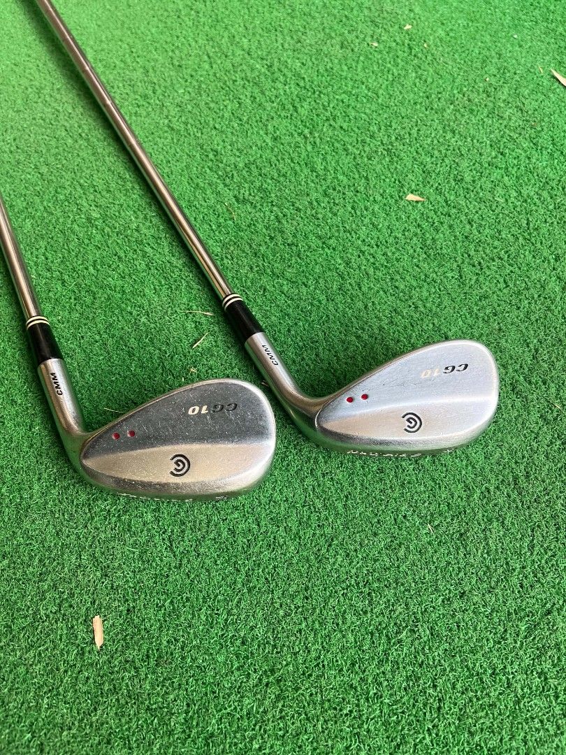 Cleveland CG10 Golf Wedges Set (Category: Golf) located in Manila. Submitted by gasparjuico (Listing ID 1437416773, Image 1). Description: Selling my Cleveland CG10 wedges in 54° and 58° lofts. Both are authentic Cleveland CG10 wedges with 2-dot (mid bounce) setup. Clubs are still in very good playable condition: * Grooves still bite well * Faces and soles show normal cosmetic wear only * No cracks or structural issues * Matching Cleveland grips 