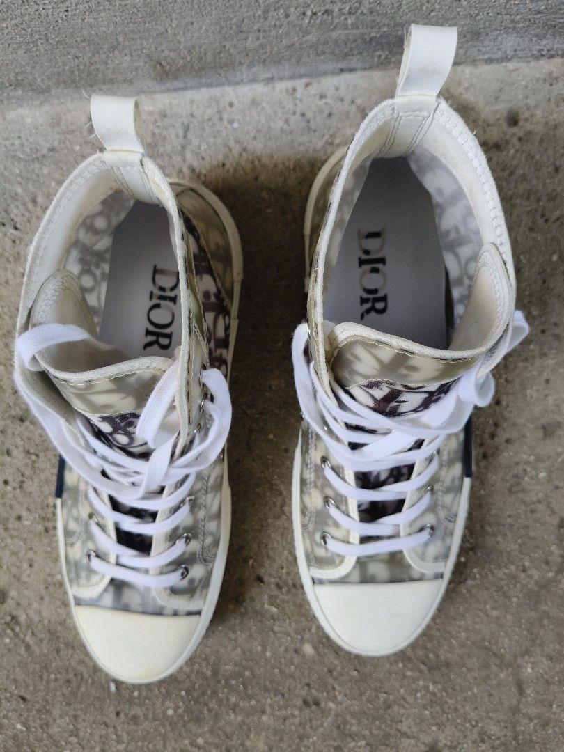 Dior Oblique B23 High-Top Sneakers (Category: Sneakers) located in Tagbilaran City. Submitted by johnmcee (Listing ID 1437424259, Image 3). Description: Coded Dior B23 high-top sneakers. EU44. Bestfit 10-10.5 - Features the iconic Oblique pattern - Color: White - Dior logo detail - Made in Italy Shipping fee: 100.