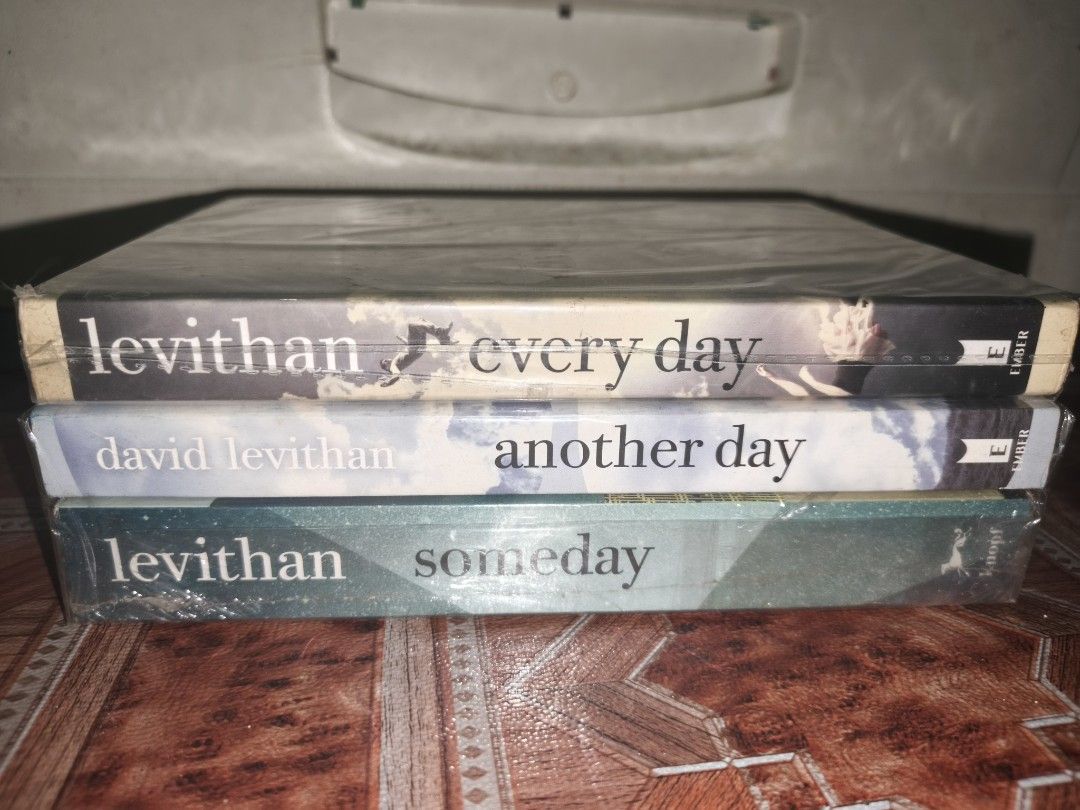 Everyday Trilogy bh David Levithan (Category: Storybooks) located in Cavite. Submitted by jannede (Listing ID 1437513777, Image 1). Description: - Sold as set - David Levithan book set (3 books) - Titles: "Every Day", "Another Day", "Someday" - Paperback - Good condi - Minor yellowing on edges - Genre: Young Adult fiction - Perfect for YA fiction fans.