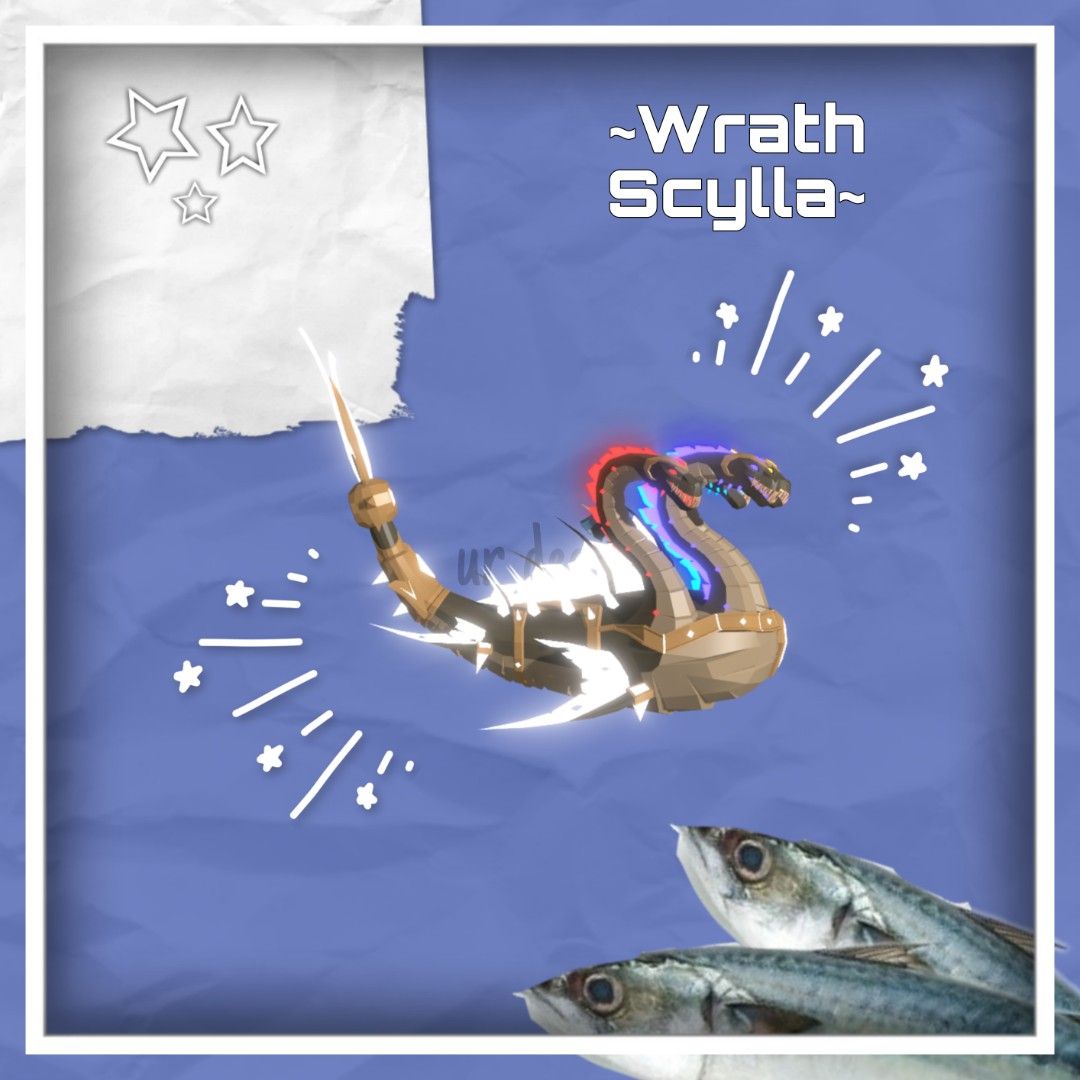 FISCH; Wrath Scylla (Category: In-Game Products) located in Cotabato. Submitted by ur_decyre (Listing ID 1437433859, Image 1). Description: This fish is one of the requirements to obtain the Onirifalx rod. Must be lvl 15 to trade :3 Mode of payment: Gcash DM me if u’re interested in buying ^w^.