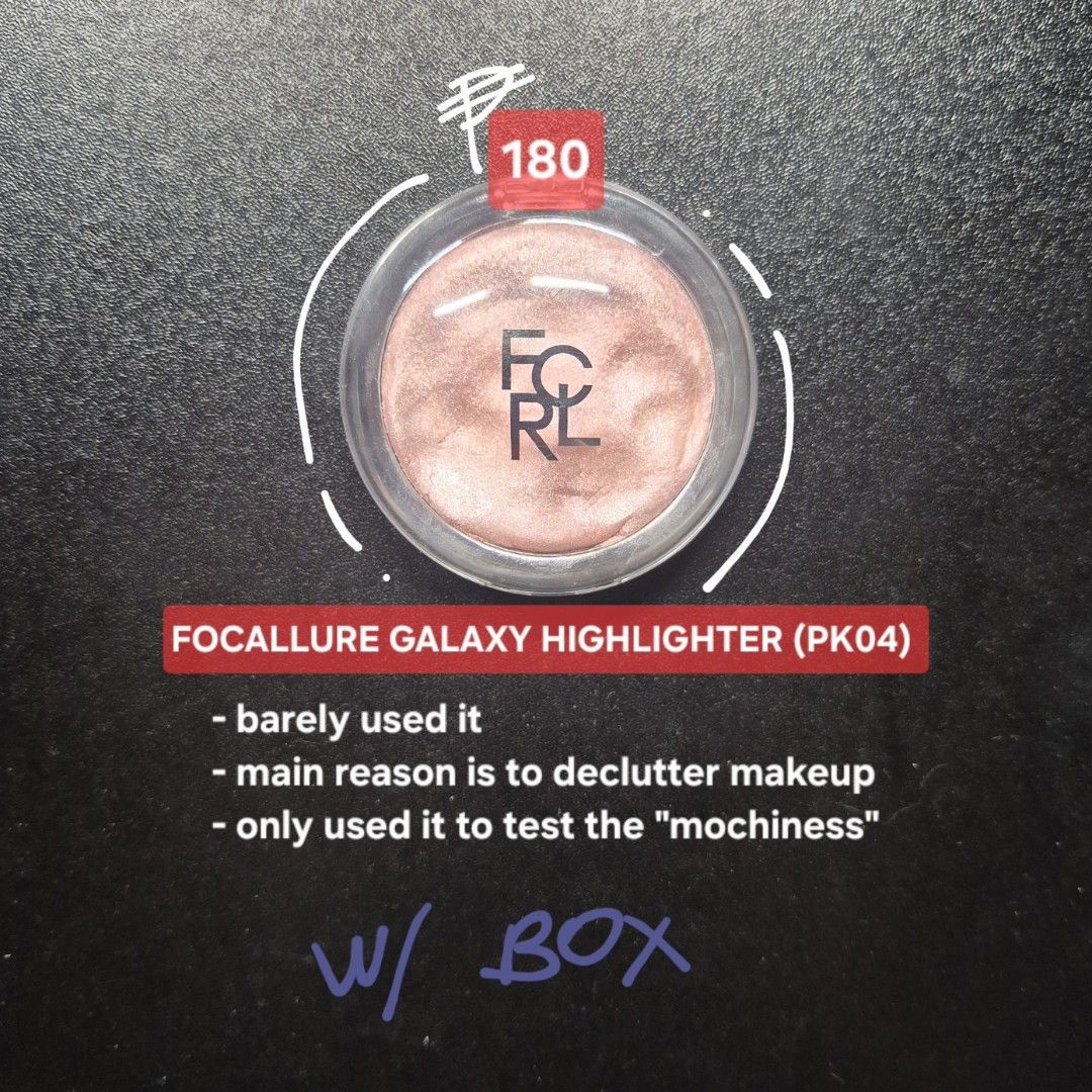 FOCALLURE Galaxy Highlighter in PK04 [FREE SF] (Category: Makeup) located in Baguio. Submitted by hcneyluv (Listing ID 1437500520, Image 1). Description: 📌: baguio city 💸: gcash - 🔖: pink highlighter glittery makeup focallure mochi highlighter.