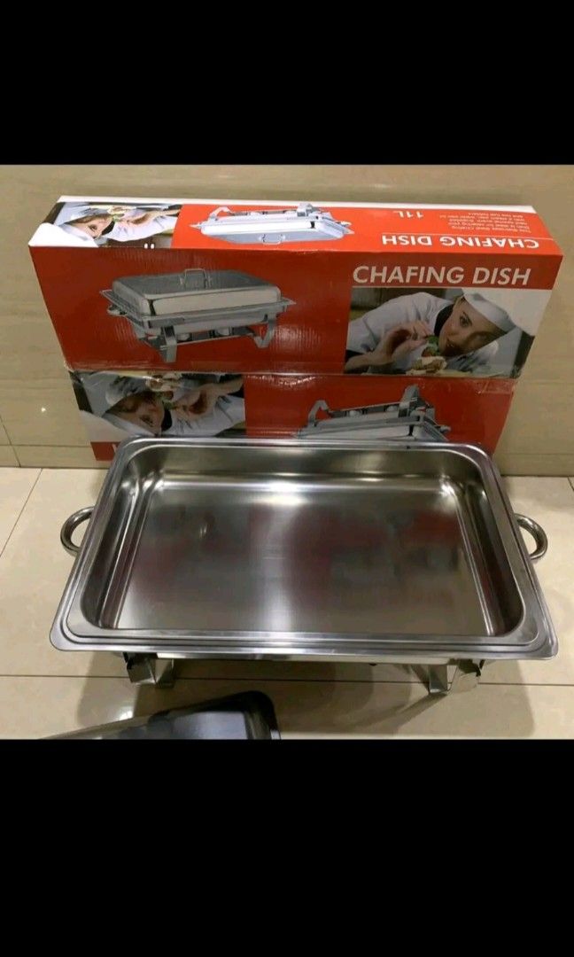 food warmer/chaffing dish (Category: Food Organization & Storage) located in Manila. Submitted by asstditems (Listing ID 1437439906, Image 2). Description: single chafing dish - 1100 double chafing fish - 1200 same-day delivery via lalamove gcash or cod payment ncr area godbless happy shopping.