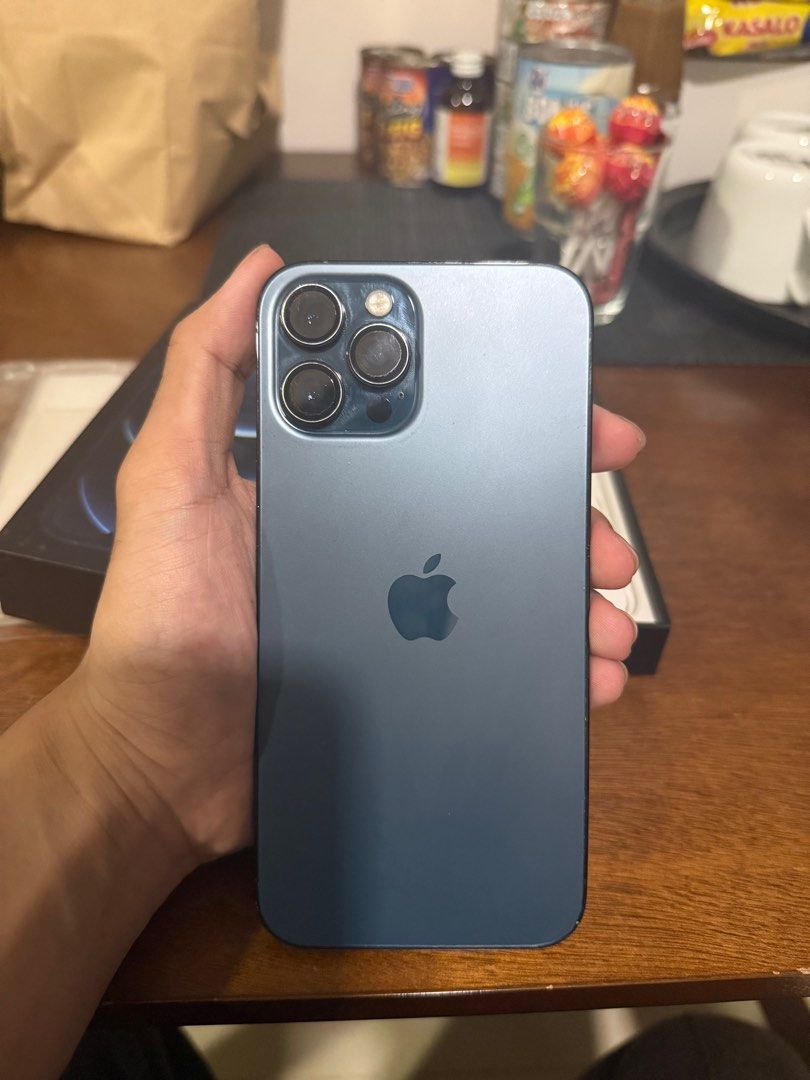 Iphone 12 PRO MAX 256GB (Category: iPhone 12 Series) located in Manila. Submitted by sleepyasl (Listing ID 1437452142, Image 2). Description: RUSH For sale Iphone 12 pro max from Japan Used but not abused No issues Minor paint scratches sa edge No history of repair LCD not damaged (Tempered glass) based from the pic 75% BH Any sim Unli reset Unli update True tone working Face ID working Feel free to check upon meetup Ready to pickup or meetup Inc