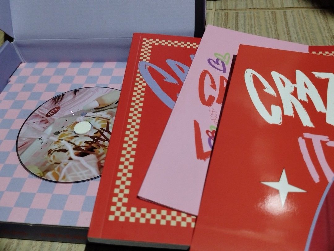 ITZY Crazy in Love (Category: CDs & DVDs) located in San Jose. Submitted by swift_randomthrift.ph (Listing ID 1437515228, Image 1). Description: inclusions: photobook, CD, lyric paper, poster.