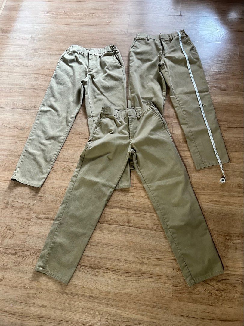 Kahki Pants for Boys Uniform (Category: Babies & Kids Fashion) located in Pasig City. Submitted by grndhub (Listing ID 1437504563, Image 1). Description: Declutterring 3pcs Kahki Pants School Uniform for Boys Take all only Length: 33inches Waist: 24-25inches (stretchable) 2pcs good condition 1pc with tear but can be repaired (as seen in picture) Good for 7-9 years old Pick up Pasig.