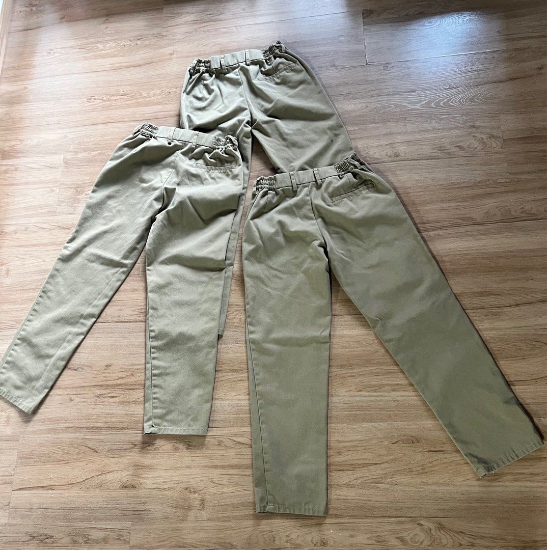 Kahki Pants for Boys Uniform (Category: Babies & Kids Fashion) located in Pasig City. Submitted by grndhub (Listing ID 1437504563, Image 2). Description: Declutterring 3pcs Kahki Pants School Uniform for Boys Take all only Length: 33inches Waist: 24-25inches (stretchable) 2pcs good condition 1pc with tear but can be repaired (as seen in picture) Good for 7-9 years old Pick up Pasig.