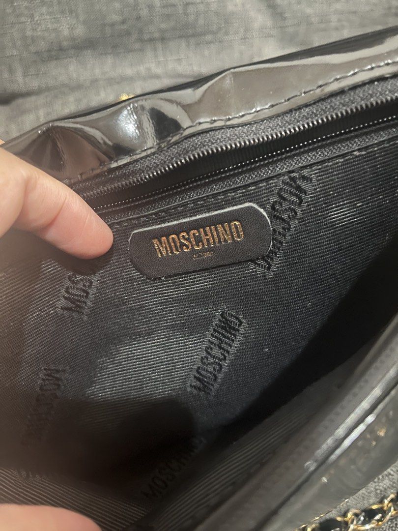 Moschino Heart Quilted Shoulder Bag (Category: Luxury Bags & Wallets) located in Manila. Submitted by rabbitswardrobe (Listing ID 1437581078, Image 3). Description: ♥️Moschino Quilted Bag ♥️5/10 used since this is one of my fave bag ♥️Size One ♥️Bought in Japan ♥️Rfs declutter, with obvious signs of usage, damaged strap but can cover with twilly ♥️All items 100% original 📌MOP GCASH or BDO only 📌SF Shouldered by the buyer 📌Grab/Lalamove 📌Flash