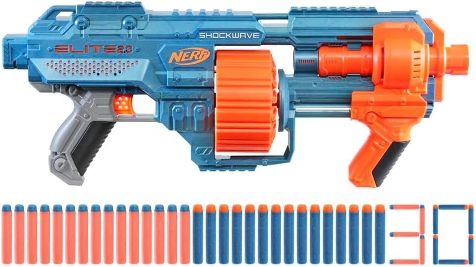 NERF Elite 2.0 Shockwave RD-15 Blaster, 30 NERF Darts, 15-Dart Rotating ...