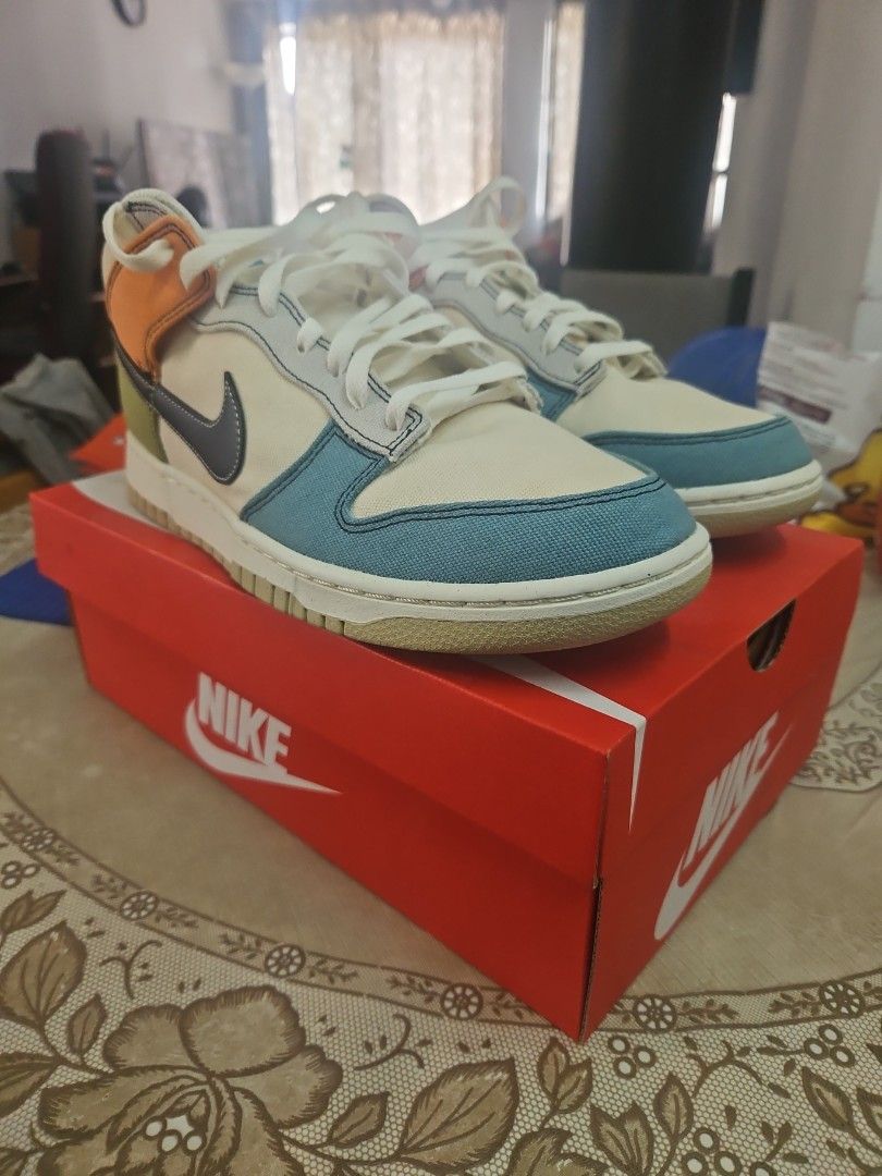 Nike Dunk High Patchwork (Category: Sneakers) located in Subang Jaya. Submitted by hadi9 (Listing ID 1437424297, Image 2). Description: - Nike Dunk High sneakers size US11, condition 9.8/10, used once - Unique patchwork design - canvas material - Comes with Nike box PM for more details .