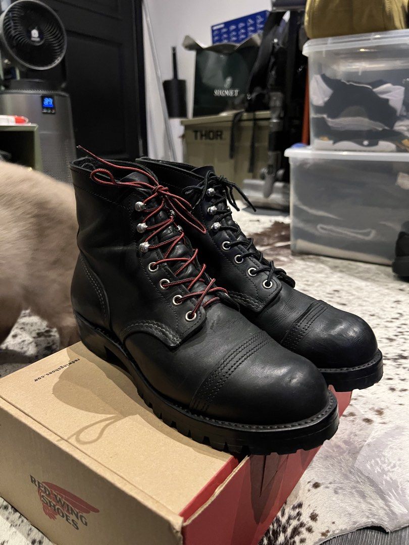 Red Wing Iron Rangers Lug Sole (Category: Boots) located in Manila. Submitted by aapersonals (Listing ID 1437563886, Image 3). Description: Red Wing Iron Ranger 8084 Size US 9.5D fits a sneaker size 10 Reworked by Willie’s Leather Added Leather Midsole Added vibram lug sole for an urban logger look Free red laces With box .