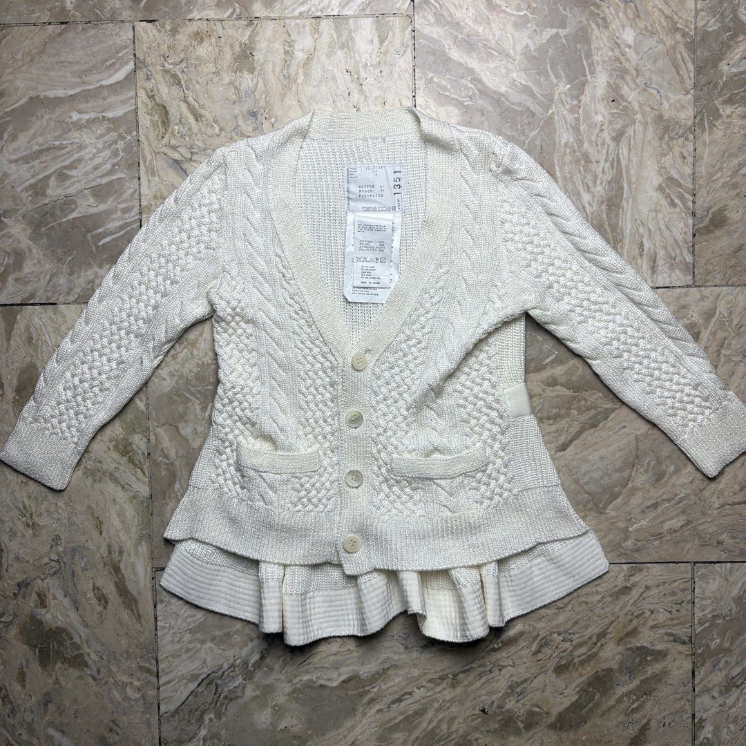 Sacai Knitted Top (Category: Coats, Jackets and Outerwear) located in Dinalupihan. Submitted by hell.thrift (Listing ID 1437416139, Image 1). Description: Sacai knitted No issue Size:1 Length:23 Width:17 .