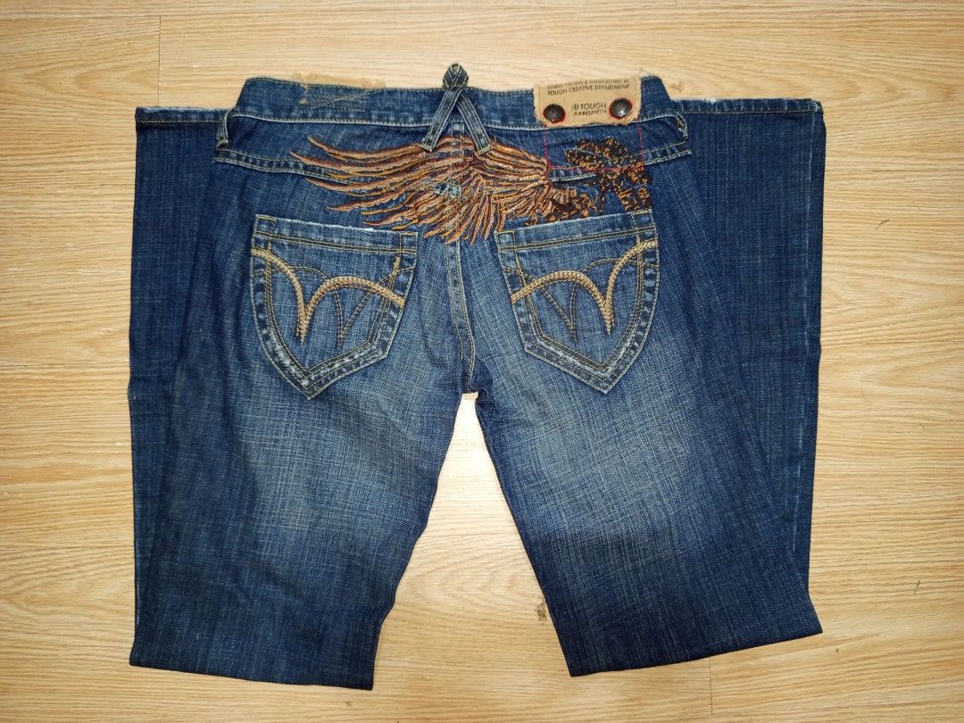 TOUGH JEANS SMITH Y2K FLARE PANTS (Category: Jeans) located in Caloocan City. Submitted by lalillypetals (Listing ID 1437414596, Image 2). Description: waist 27 length 39.5.