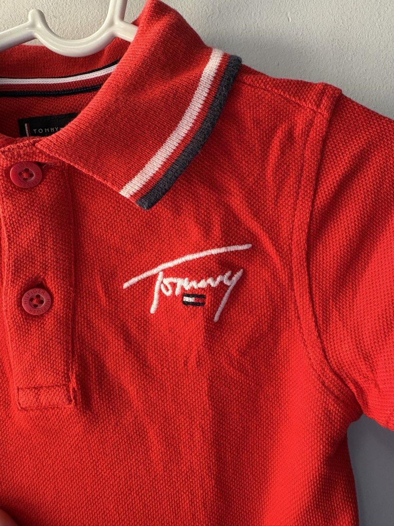 Tommy Hilfiger Red Polo Shirt (Category: Tshirts & Polo Shirts ) located in Cainta. Submitted by kailiz (Listing ID 1437579695, Image 2). Description: - Authentic Tommy Hilfiger red polo shirt - Size 86 (1-1.5yo) - bought this for 3k plus -perfect for birthdays -nakakaputi ang color -last photo when worn.