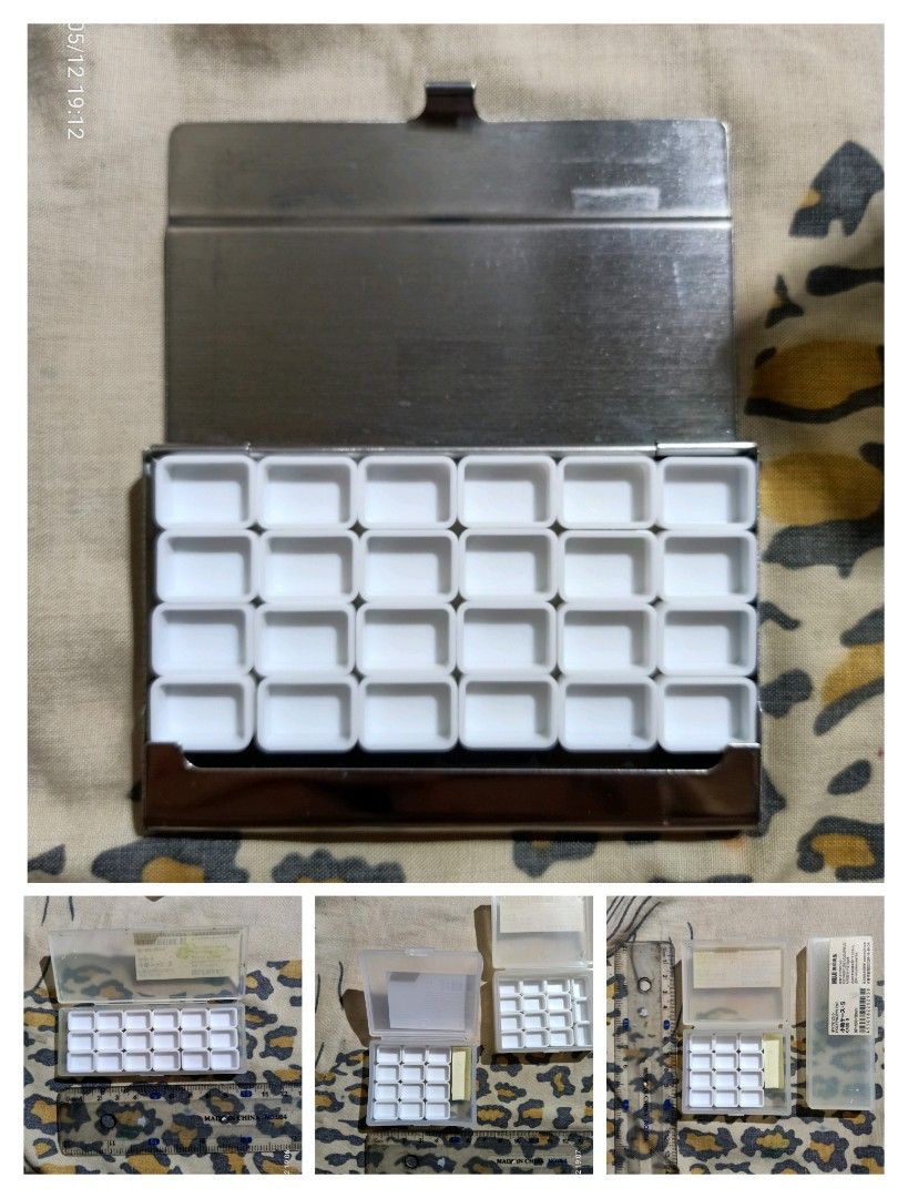 Travel watercolor palettes (Category: Stationery & School Supplies) located in Bacoor. Submitted by mongrelfrox (Listing ID 1437510391, Image 1). Description: Travel watercolor palettes in different containers. in ≈ 5ml pans -Card pocket size container 24 pans (1 available) P239 -Muji polypropylene case square 12 pans (3 available) P159 -Muji polypropylene case long rectangle 18 pans (1 available) P169 note: free saugwunder sponge and pans. the p