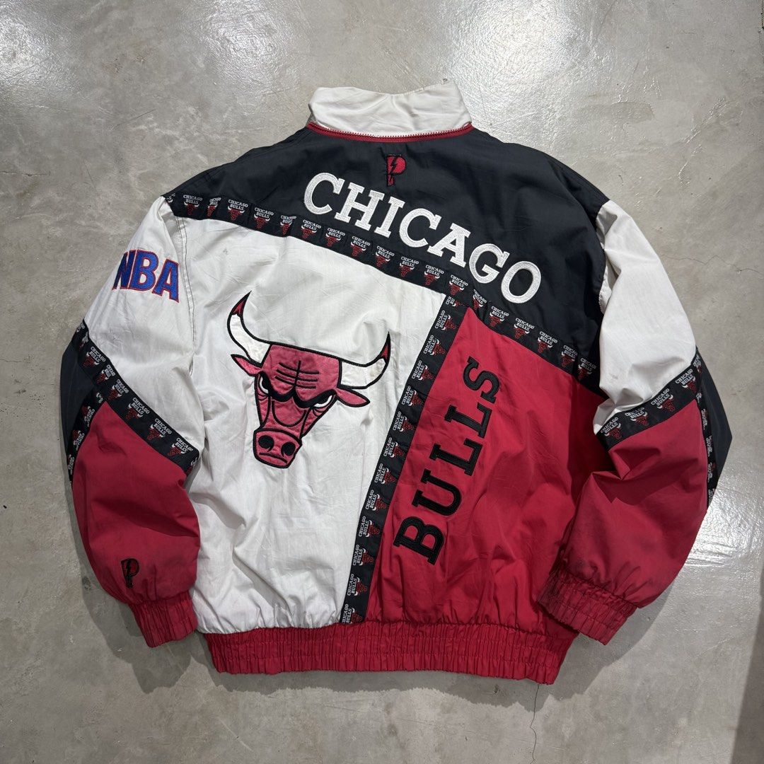Vintage 1990s Chicago Bulls Pro Player Jacket (Category: Coats, Jackets and Outerwear) located in Pulilan. Submitted by secondary_chives (Listing ID 1437554060, Image 1). Description: Size Large on Tag Width: 24.5 inches Length 28.5 inches.