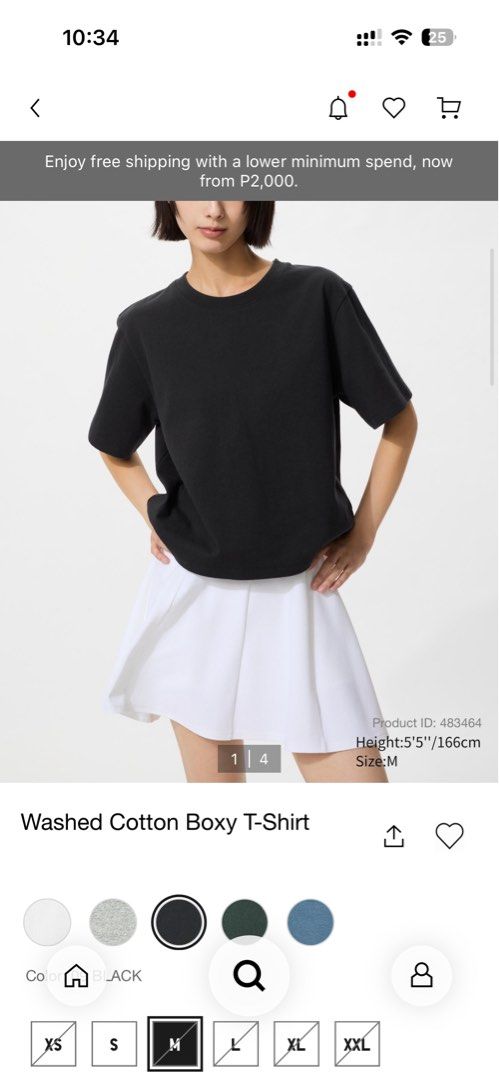 Washed Cotton Boxy T-Shirt - Black (Category: Shirts) located in Santa Cruz. Submitted by Lilyamore (Listing ID 1437544609, Image 3). Description: BRAND NEW with tag bought for 790 Black washed cotton boxy t-shirt size SMALL.