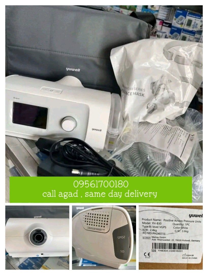 Yuwell BIPAP Machine with Accessories (Category: Medical Supplies & Tools) located in Manila. Submitted by _lovelyvirgo17 (Listing ID 1437499167, Image 2). Description: - Yuwell bipap machine - Includes full face mask, tubing, power adapter, and user manual - Comes with a carrying case - Digital display and control knob - Additional accessories: filters and humidifier chamber - Contact seller for same-day delivery.