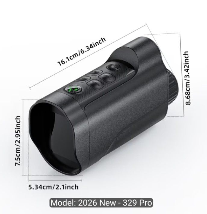 2026 New - 329 Pro Night Vision Scope (Category: Hiking & Camping) located in Manila. Submitted by zollern (Listing ID 1437755123, Image 2). Description: - 10x Digital Zoom - Easy Focusing - 2.0" HD Display - 800M Observation Range (Darkness) - Supports up to 512GB Memory Card - 2000mAh Battery (3-hour use) - Records AVI Videos - Captures JPG Photos.