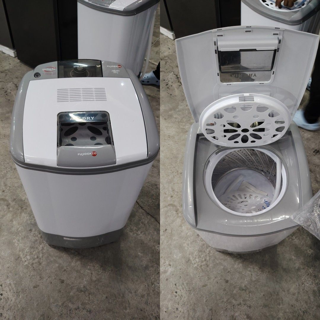 6.8kg spin dryer fujidenzo (Category: Washing Machines and Dryers) located in Meycauayan. Submitted by steve_buy_and_sell (Listing ID 1437604095, Image 1). Description: 6.8kg Spin Dryer fujidenzo Also available 8kg Stainless steel tub BRANDNEW MALLPULLOUT IMPERFECTION LIKE SCRATCHES 1 YEAR WARRANTY FOR HOME SERVICE CASH ON DELIVERY - Color: White and Gray - Includes removable spinner.