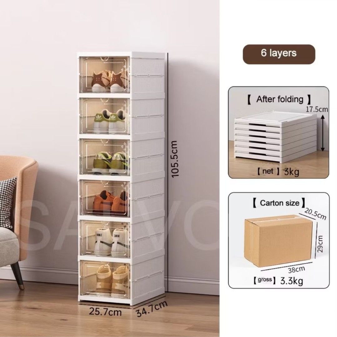 6-Layer Shoe Organizer - Foldable and Space-Saving452731572984238080