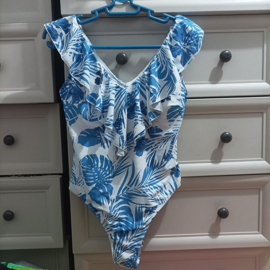 Blue tropical print one-piece swimsuit (Category: Bikinis & Swimsuits) located in Las Pinas. Submitted by cjaedig27 (Listing ID 1437608534, Image 1). Description: RFS: too small for me.