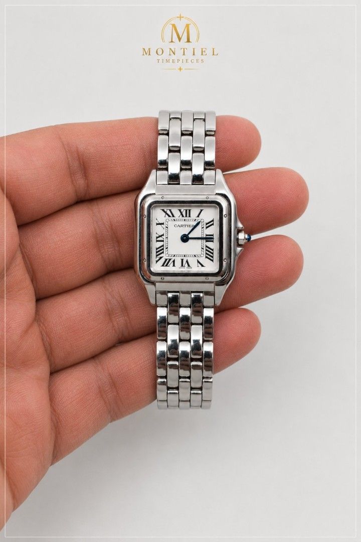 CARTIER PANTHERE MEDIUM SIZE (Category: Luxury Watches) located in Quezon City. Submitted by nadine_miel (Listing ID 1437668479, Image 1). Description: The New It girl watch in town 💖 Cartier Panthre Medium size All steel Year 2023 Full set Still Unregistered sa Cartier International Waranty - pwede nyo pang i register under your name for only 355k Grab now bago mag price increase next week.