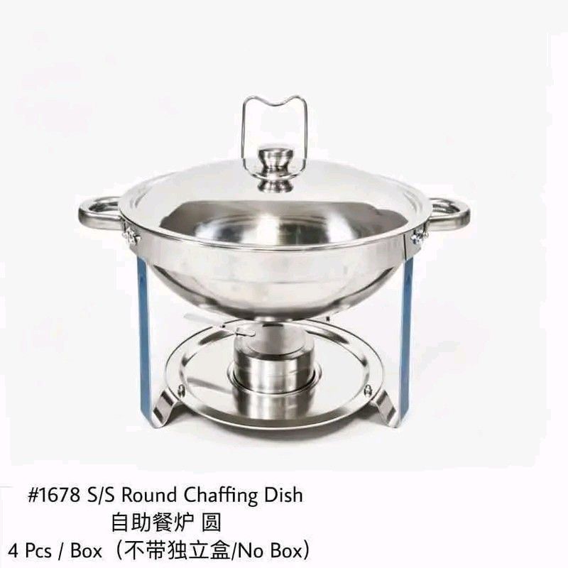 chaffing dish (Category: Dinnerware & Cutlery) located in Manila. Submitted by asstditems (Listing ID 1437615633, Image 1). Description: 4.5L. Sliver 1750 Gold 1890 same-day delivery via lalamove gcash or cod payment ncr area godbless happy shopping.