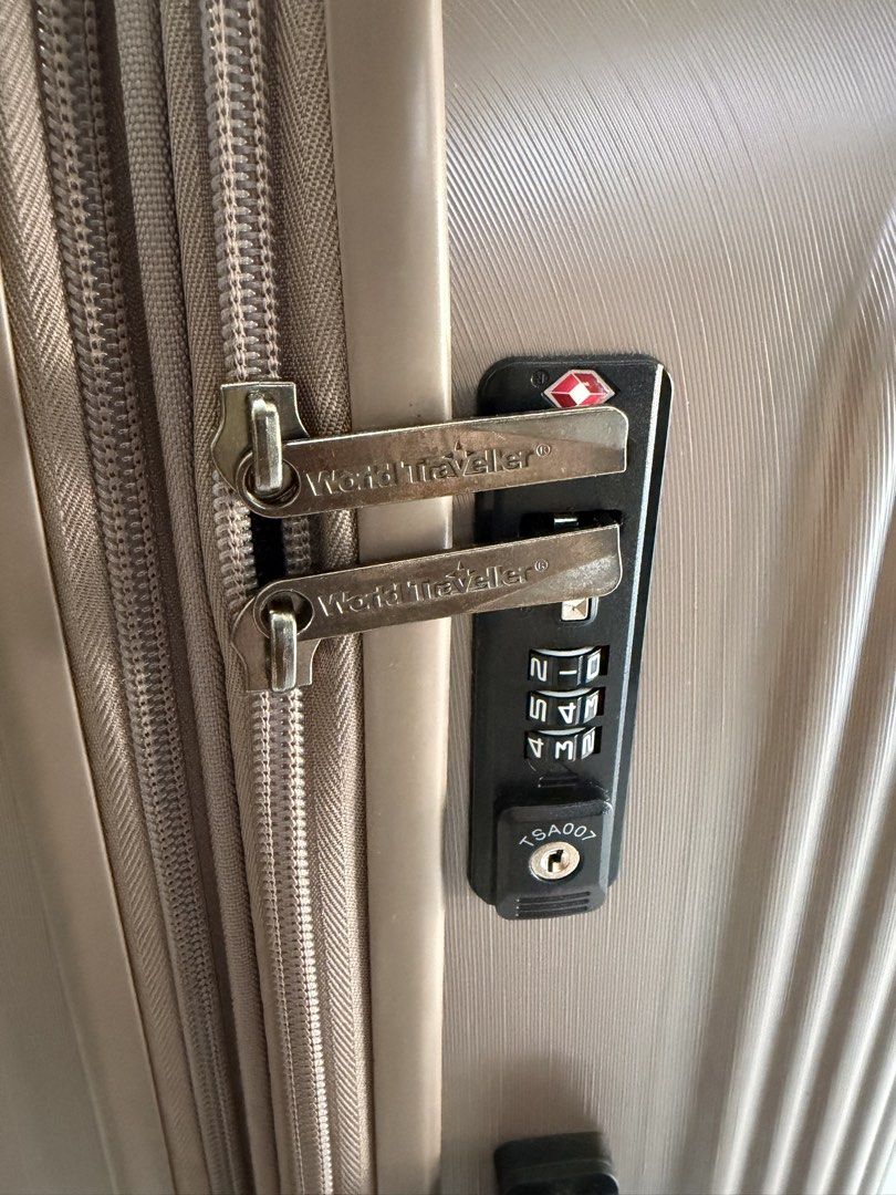 CLOSET CLEAN UP! World Traveller Brown Hardcase Luggage with Expandable Zipper (Category: Luggage) located in Bacoor. Submitted by dizonloue22069 (Listing ID 1437619917, Image 3). Description: - Durable brown hardcase luggage - Textured exterior - Top handle and wheels for easy transport - Expandable zipper for extra packing space - Secure closure system - Perfect for travel - Bought for 7k on sale! - Used once in my recent EU travel only. With l