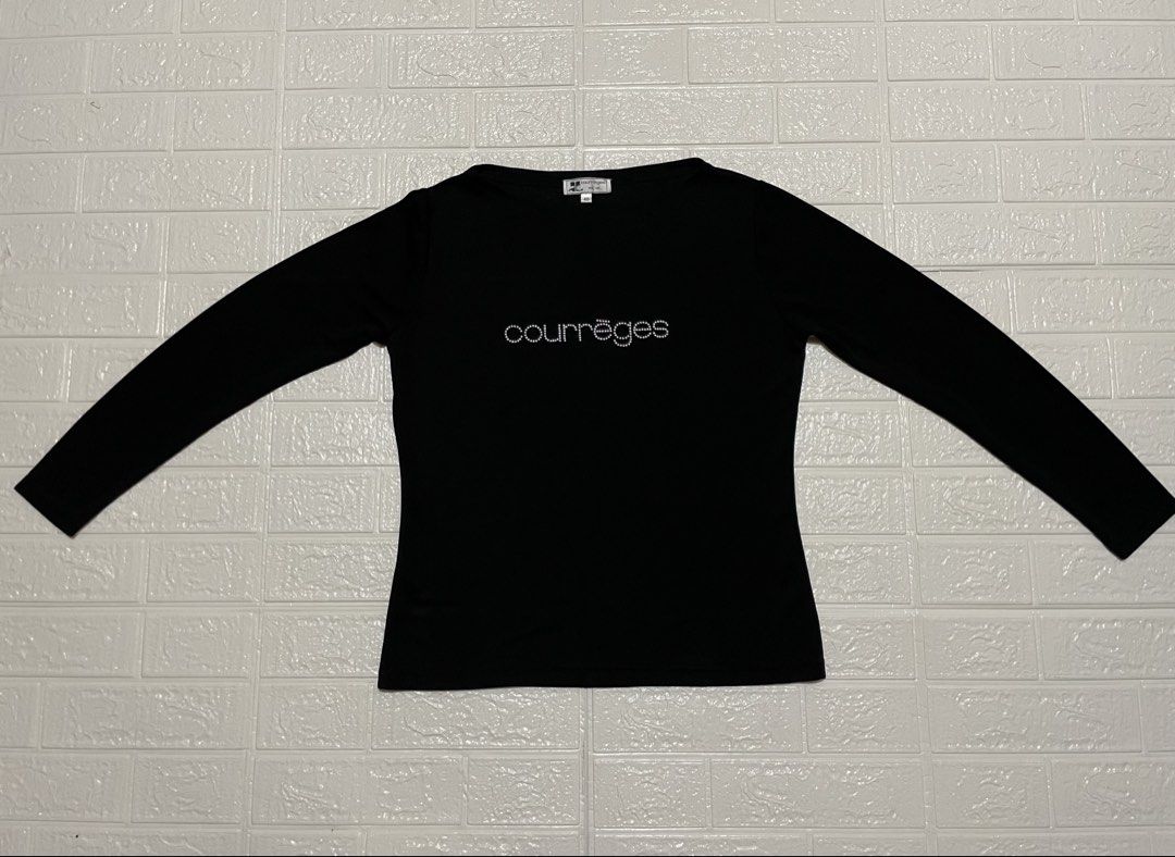 Courreges and Co. Dot Matrix 3D Logo Long Sleeve (Category: Luxury Apparel) located in Marilao. Submitted by clear_out_closet (Listing ID 1437733238, Image 1). Description: Item Details: 👇 • Brand: Courrèges and Co (Authentic Vintage Licensed Production) • Size: 40 (Fits like a modern Medium or slim-fit Large) • Material: 70% Polyester, 30% Rayon • Condition: Excellent/Pristine • Fabric Feel: Soft, heavy-weight fabric with a luxurious slinky dra