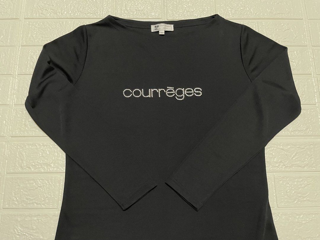 Courreges and Co. Dot Matrix 3D Logo Long Sleeve (Category: Luxury Apparel) located in Marilao. Submitted by clear_out_closet (Listing ID 1437733238, Image 3). Description: Item Details: 👇 • Brand: Courrèges and Co (Authentic Vintage Licensed Production) • Size: 40 (Fits like a modern Medium or slim-fit Large) • Material: 70% Polyester, 30% Rayon • Condition: Excellent/Pristine • Fabric Feel: Soft, heavy-weight fabric with a luxurious slinky dra