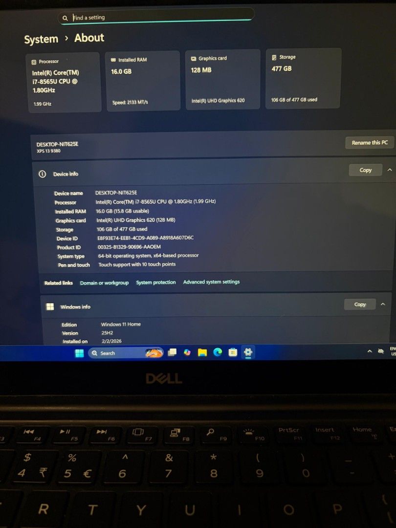 DELL XPS 9360 i7 16+512453220835703531522
