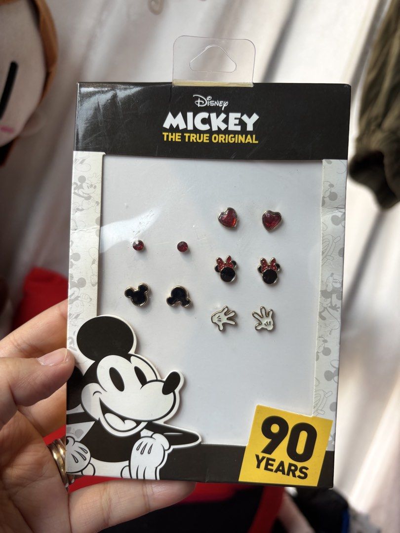 Disney Mickey Mouse Stud Earrings Set (Category: Earrings) located in Mexico. Submitted by 3everything (Listing ID 1437640824, Image 1). Description: - Disney Mickey Mouse stud earrings - Designs: Mickey head, heart, and gloves - 90th Anniversary Edition .