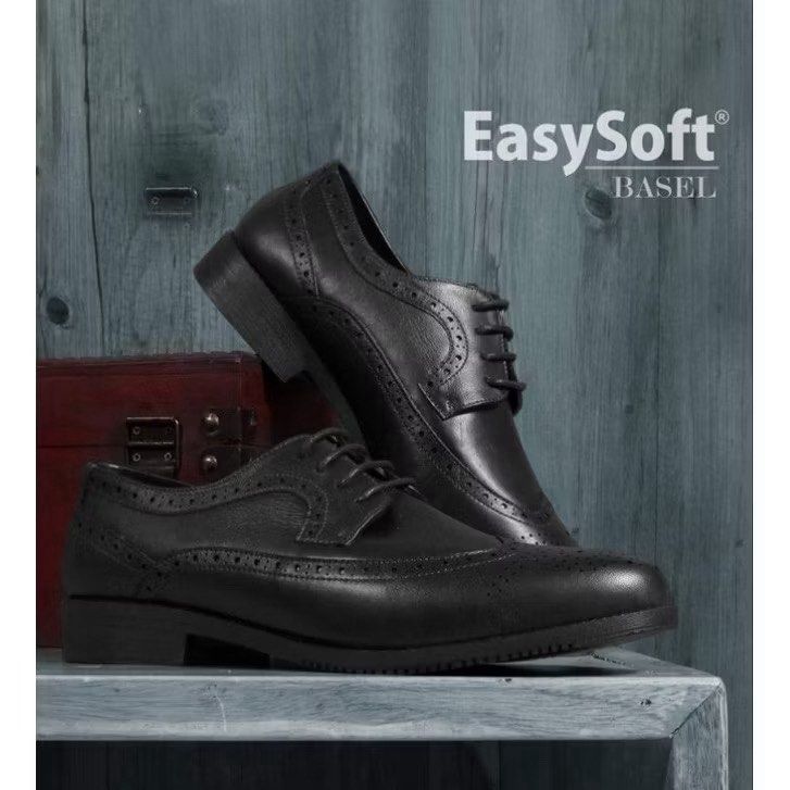 EasySoft Basel Black Leather Shoes (Category: Casual Shoes) located in Manila. Submitted by mayann_bueno (Listing ID 1437742224, Image 1). Description: - EasySoft Basel black leather shoes - Classic wingtip design - Intricate perforations - Lace-up closure - Sturdy sole - Ideal for formal events or daily wear.