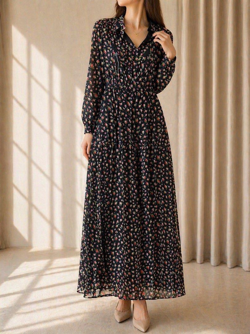 Floral Maxi Dress (Category: Dresses) located in Batangas. Submitted by nicki0001 (Listing ID 1437684777, Image 1). Description: - Floral print maxi dress - Long sleeves - Collared neckline - Flowing A-line silhouette - Lightweight fabric - Ideal for special occasions and everyday wear.