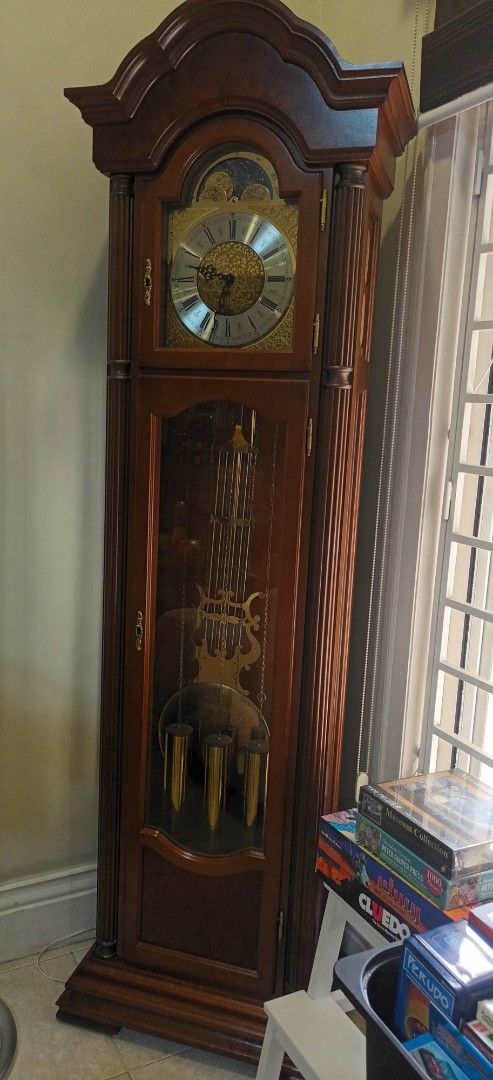 Franz HERMLE Grandfather Clock (Category: Clocks) located in Mandaluyong City. Submitted by bestill4610 (Listing ID 1437744988, Image 3). Description: Vintage Franz Hermle Made in Germany German machanical movement With Moon Phase Dial 3 (brass) Chime Movement Good working condition, keeps good time Recent issue: Chime mechanism needs routine service already - clean, oil, adjust. I can do this for the buyer to save them the trouble, if they like,