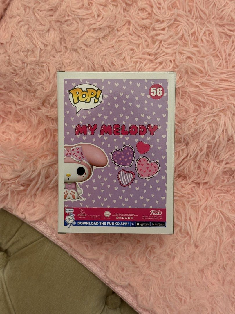 Funko Pop! My Melody #56 Special Edition (Category: Designer & Blind Box Toys) located in Alburquerque. Submitted by krosefarley (Listing ID 1437722917, Image 3). Description: - Funko Pop! My Melody Special Edition - Vinyl figure - Original packaging - Box with minor wear and tear.