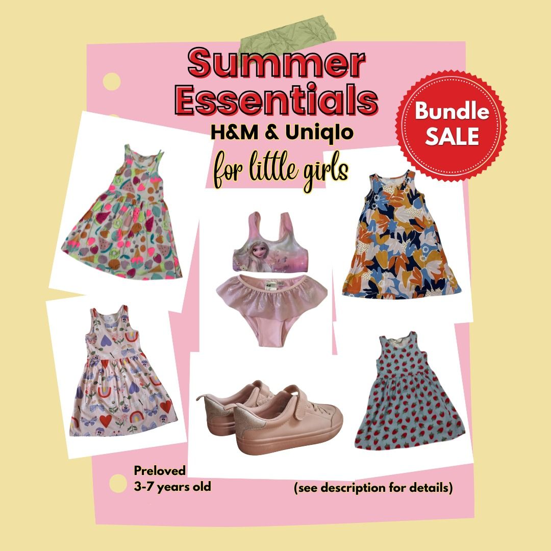 H&M & Uniqlo Summer Bundle: Ages 3-7 (Category: Babies & Kids Fashion) located in Imus. Submitted by magic_finds (Listing ID 1437685511, Image 1). Description: ☀️ Ultimate H&M & Uniqlo Summer Bundle: Ages 3-7! ☀️ Refresh her summer wardrobe in one go with this curated collection of favorites from H&M and Barbie! Whether it's a trip to the beach or a sunny playdate, these pieces are designed for both style and comfort. What’s Inside: ✅ Vibrant Sun