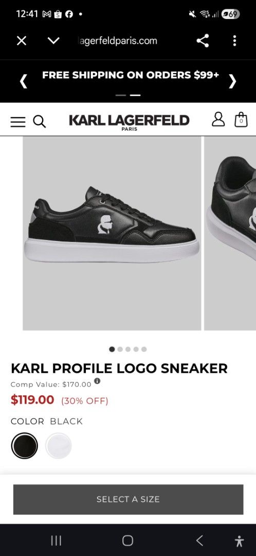 Karl Lagerfeld Paris Sneakers size 11 (Category: Sneakers) located in Binan City. Submitted by stathamkdl (Listing ID 1437585566, Image 2). Description: - Karl Lagerfeld Paris - Color: Black - Size: US 11 M - Includes original box - Includes dust bag - White sole - Black laces Brand new From US SRP at 170 usd Selling at P3,000 Meet up: Alabang Slex Shell Mamplasan Payment: Bank - Bpi / Gcash / Maya.