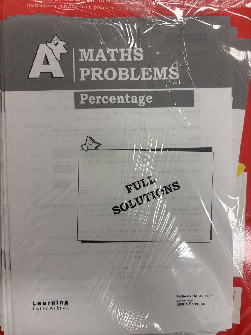 Learning Maths Problems with full solutions (Category: Assessment Books) located in Singapore. Submitted by zen_zone (Listing ID 1437754682, Image 2). Description: - Maths workbooks for Upper Primary students. - Excellent, unused condition. - Features: - Well-classified multiple-step problems - Full solutions provided -Brand new, sealed.