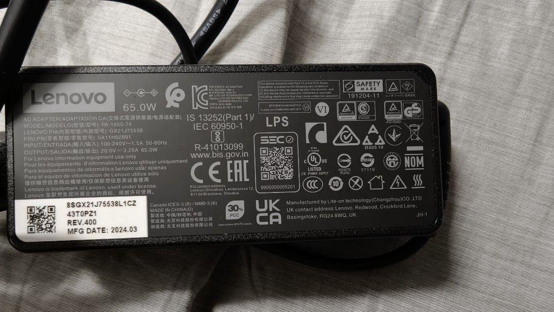 Lenovo laptop charger453220830911539200