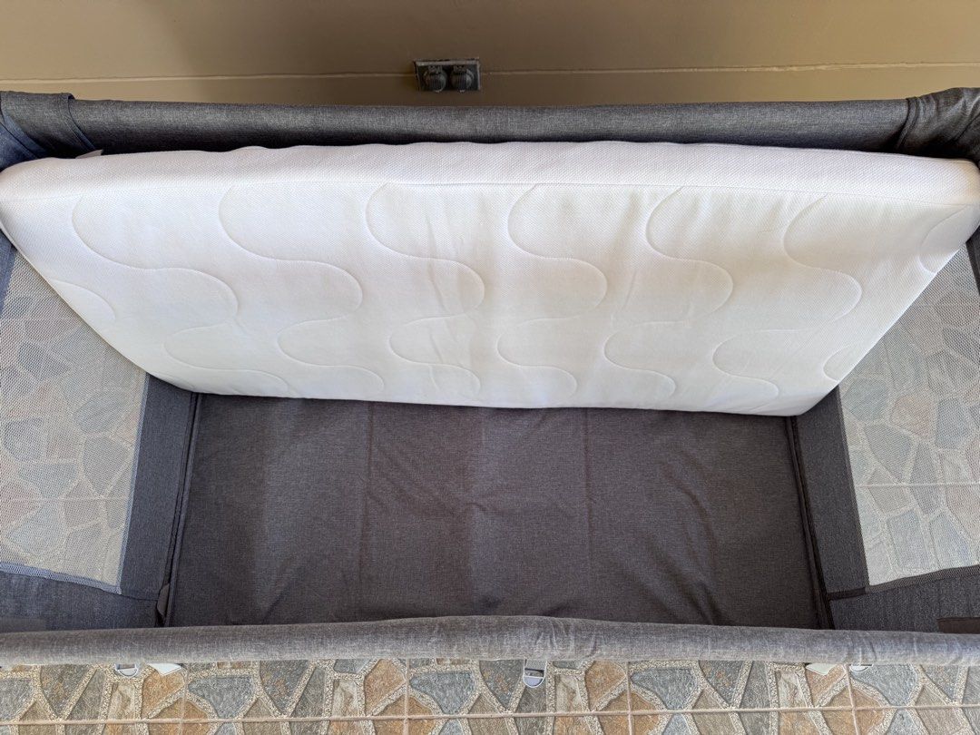 Looping All in One Pack and Play w/ mattress (Category: Cots & Cribs) located in Calamba. Submitted by happymom02 (Listing ID 1437718351, Image 3). Description: - Suitable for newborns up to 3 years old - Drop side feature - Zip door for easy access - Co-sleeper function - Can be used as infant crib, toddler crib, or playard - Includes an Ikea mattress - With very minor stitch separation but still works perfectly fine; repairable - Already washed