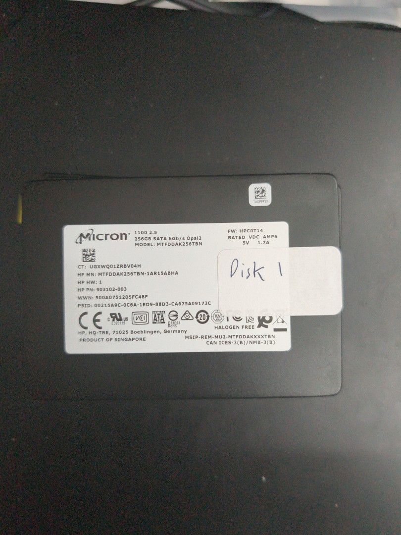 Micron 256GB SATA SSD disk 1453014398122086400