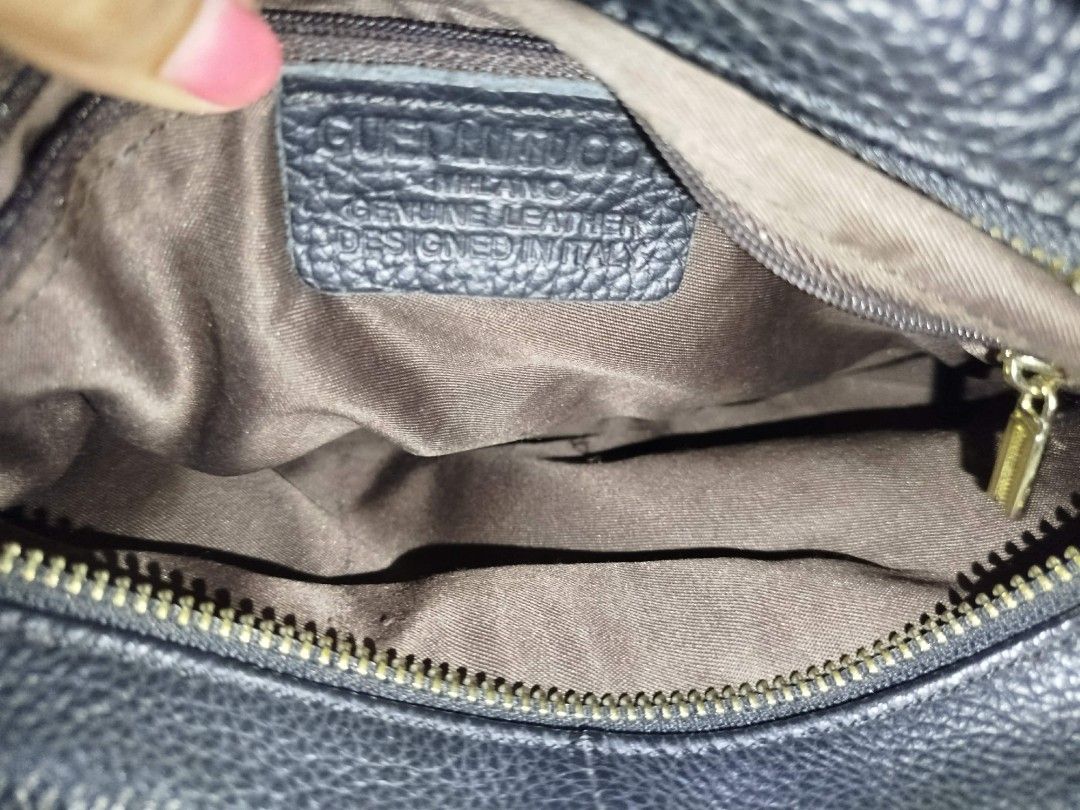 Milano Black Leather Crossbody Bag (Category: Cross-body Bags) located in Cavite. Submitted by prncs.jc (Listing ID 1437698398, Image 3). Description: Product Description: - Item: Black Leather Crossbody Bag - Color: Classic Black - Material: Genuine Leather - Closure: Secure top zipper closure - Handle/Strap: Adjustable black shoulder strap with gold-tone metal hardware Interior: - Dark brown fabric lining - Inner zippered pocket for secure stor