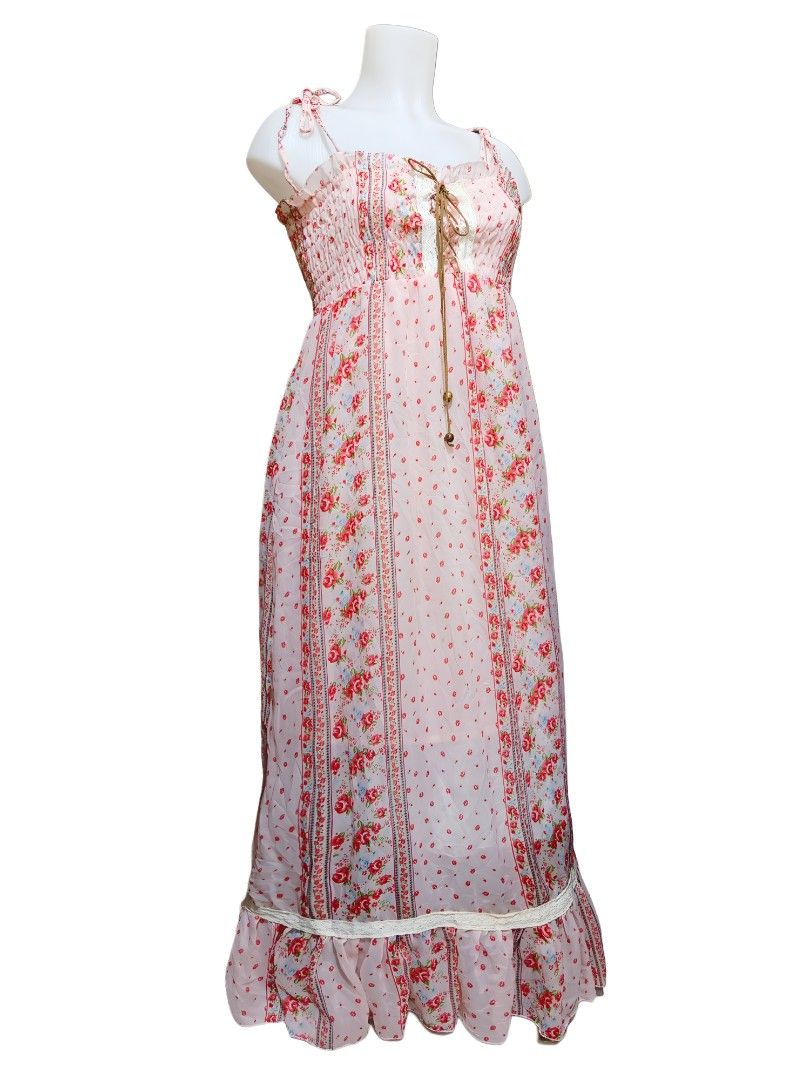 MUSSA Floral Maxi Dress (Category: Dresses) located in Manila. Submitted by hezzy.ph (Listing ID 1437633067, Image 1). Description: MUSSA maxi dress with floral print, tie-up bust, and ruffled hem. Adjustable straps. Fits L-3XL Bust: 36-42" Waist: 30-40" Length: 52".