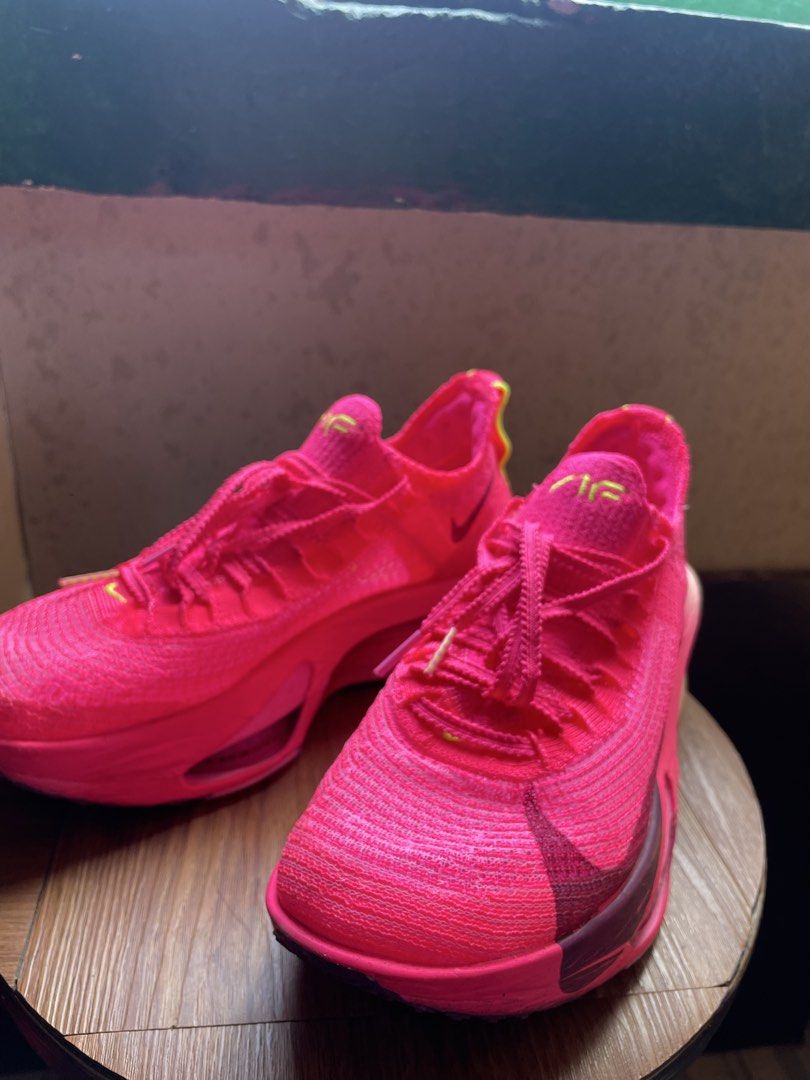 Nike Air Zoom Alphafly Next% 3 - Hyper Pink (Category: Sneakers) located in Manila. Submitted by z4swvvz7sy58102 (Listing ID 1437685531, Image 1). Description: - Nike Air Zoom Alphafly Next% 3 - Vibrant pink colorway - Women's size: US 7.5, UK 5, EUR 38.5 - Includes original box - Features visible Nike swoosh and "AIR" logo - Unique design with visible laces.