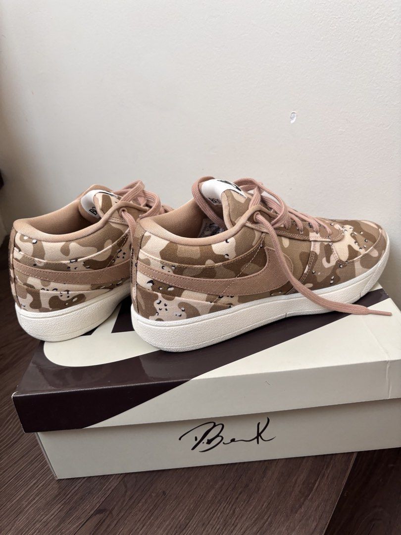 Nike Devin Booker Basketball shoes (Category: Sneakers) located in Santa Rosa. Submitted by acemal89 (Listing ID 1437620394, Image 2). Description: - Nike Book 1 SE EP Sneakers - Unique camo design - Color: Brown and beige - White sole - Size: US 9.5, UK 8.5, EUR 43 - Unworn condition - Comes with original box - Clean soles.