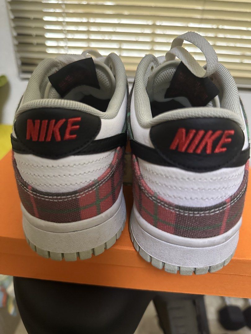 Nike Dunk Low Green Plaid (Category: Sneakers) located in Manila. Submitted by alim003 (Listing ID 1437646345, Image 3). Description: - Nike Dunk Low sneakers - Green plaid design - White leather base - Black swooshes - Red Nike heel branding - White laces - No box - US 7Y / UK 6 / EUR 40 / JP 25 ‼️WOMENS‼️ or KIDS.