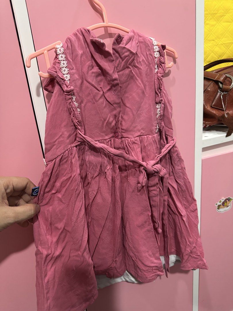 Pink Ruffled Dress with White Lace (Category: Babies & Kids Fashion) located in Pasig City. Submitted by wisemomph (Listing ID 1437699868, Image 2). Description: As is, used twice only. - Pink dress with white lace neckline and sleeves - Ruffled design - Flowing skirt - Tie details on the sides - Ideal for special occasions or everyday wear.