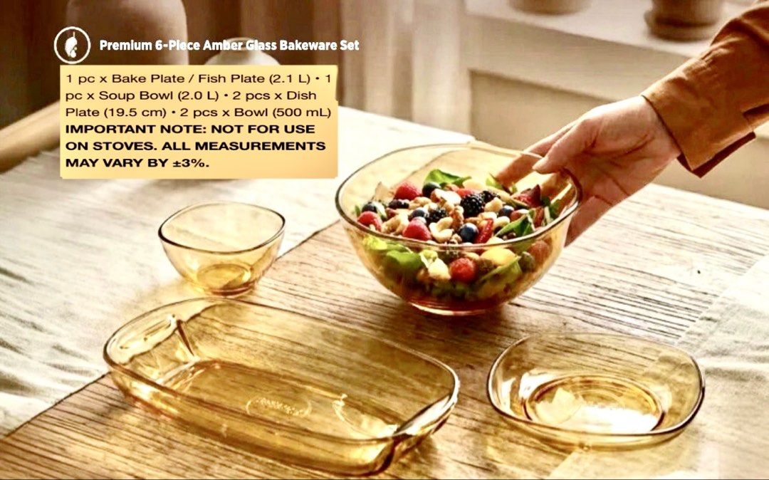 Premium 6-Piece Amber Glass Bakeware Set452945167359027200