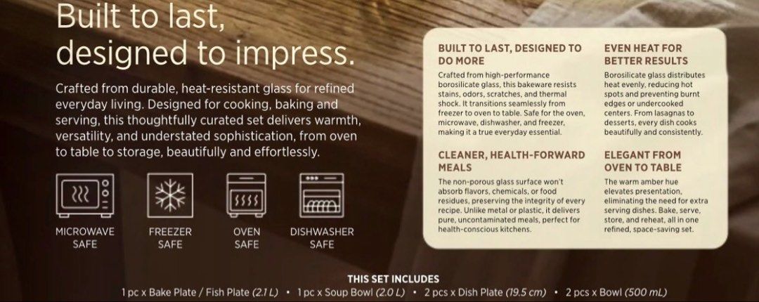 Premium 6-Piece Amber Glass Bakeware Set452945167359027202